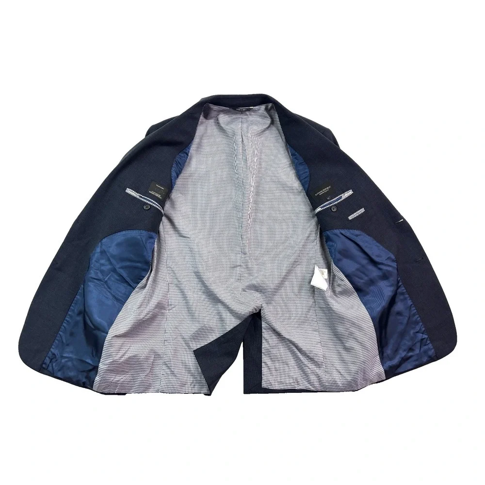 Banana‎ Republic 44L Marzotto Wool Navy Blue Blazer Jacket Sport Suit Coat Slim